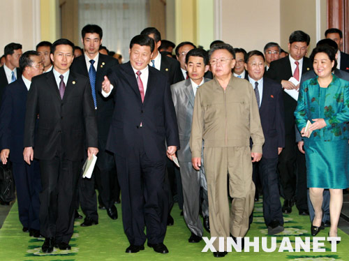 朝鲜劳动党总书记金正日会见习近平(组图)