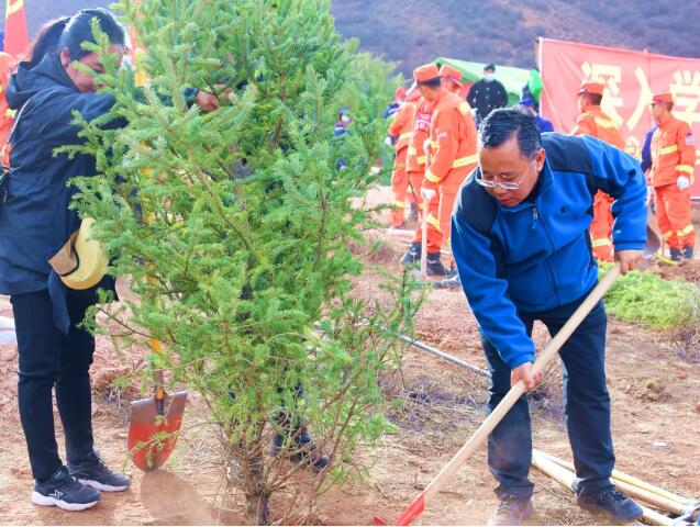 普布顿珠陈军等市领导参加义务植树活动